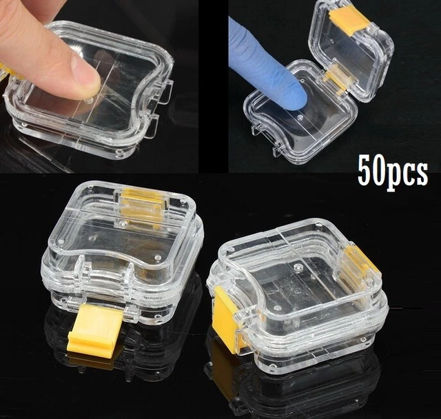 10/20/50pc Dental Inside Storage Membrane Case Hinged Display Jewelry Box w Film
