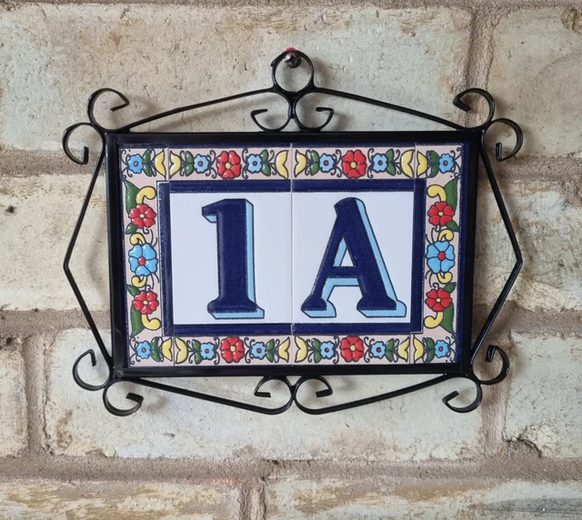 Spanish Altea Hand-painted Ceramic 11 x 5.5 cm 2.16" x 4.33" House Number Tiles 3