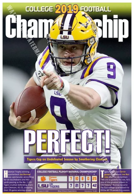 LSU BEATS CLEMSON TO WIN 2019 NATIONAL CHAMPIONSHIP 13”x19” COMMEMORATIVE POSTER