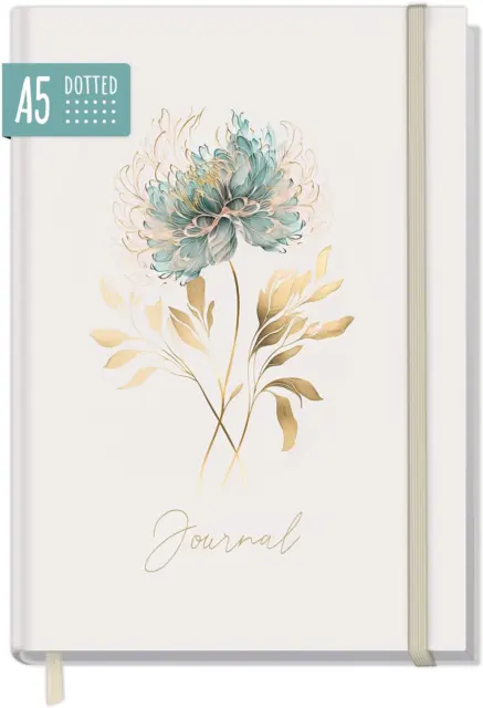 Paper&You® Bullet Journal Dotted A5 Mit Gummiband [Golden Flower] 156 Seiten | N