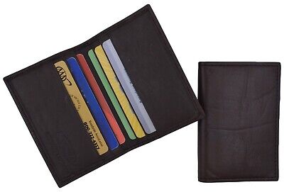 Mens Brown Mini Bifold Wallet Soft Leather Slim Thin Credit Card Holder New