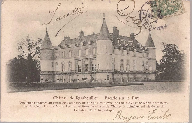 CPA 78 RAMBOUILLET.LE CHATEAU FACADE SUR LE PARC..ECRITE.EN 1907.TBE. (ref 63)