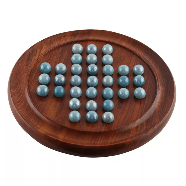 Solitaire Board in Wood with Glass Marbles 9 inch AU