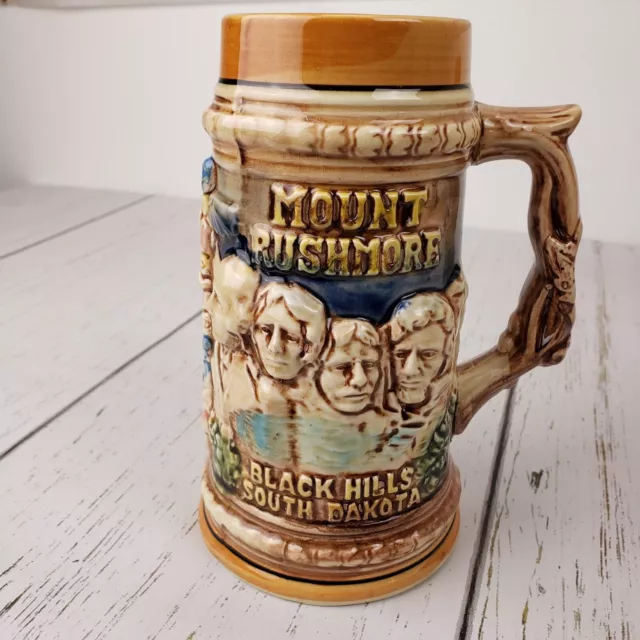 Mount Rushmore Souvenir Ceramic Glass Beer Stein Mug Black Hills South Dakota