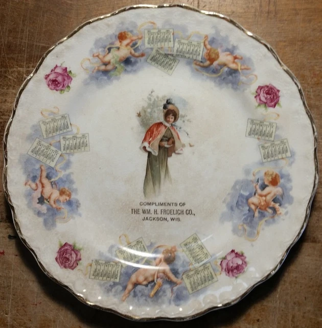 1911 Vintage Adv Calendar Plate William Froelich Co., Jackson WI Wisconsin