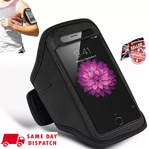 Black Sports Running Jogging Gym Armband Case for Apple iPhone 8 Plus UK Seller