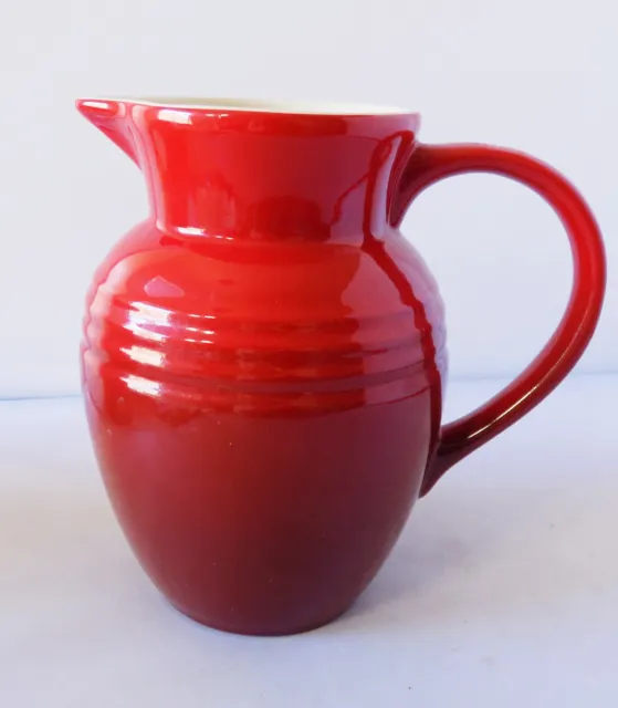 LE CREUSET Cherry Red Ombré Two Tone 07L Small Creamer Syrup Pitcher 6”