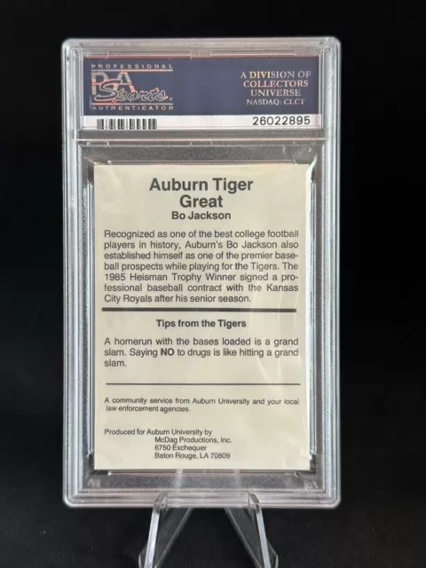 1987 McDag Auburn Tigers Bo Jackson - Tiger Great - PSA 8 2