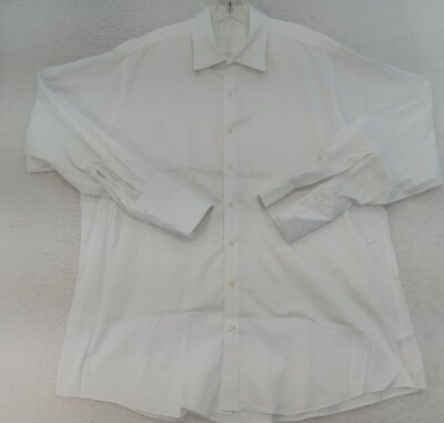 J Hilburn Mens XL Dress Shirt White Button Up Long Sleeve Convertible Cuff