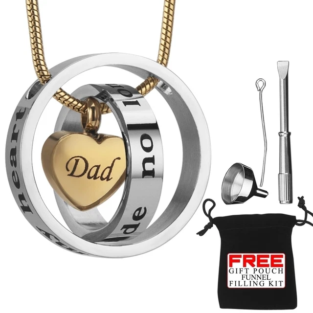 Collar Urn Cremation Joyería Pendent Cenizas Para Papá Memorial Locket Oro