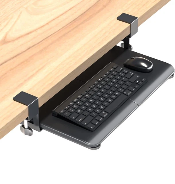 Mouse Tray Home Office Under Desk Clamp On Platform 360° Rotating Extension Board, Wrist Rest Adjustable Computer Hand Bracket Mouse Pad Support