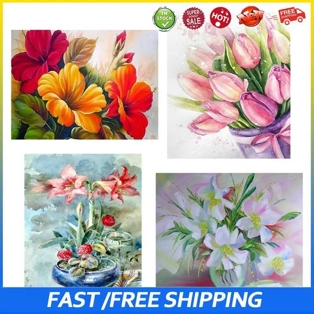 #b Kits de pintura al óleo por números flores hágalo usted mismo pintado a mano color acrílico dibujo de