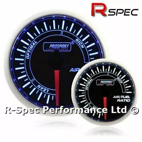 Prosport 52mm Super Blue / White Stepper Motor AFR Air Fuel Ratio Gauge Kit