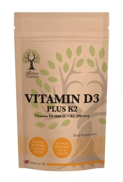 Vitamin D3 4000IU and K2 MK7 200 mcg Best Natural Vitamin D3 Powder Supplement