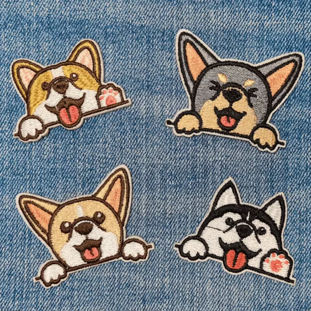 Cute Puppy Dog Patch Collection Iron On Sew On Embroidered Badge Applique Crafts