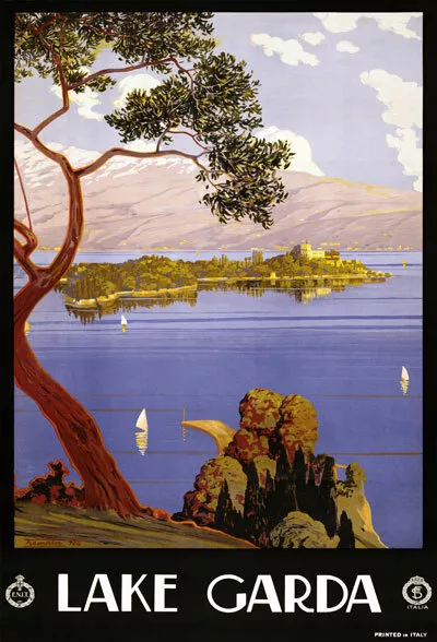 TA26 Vintage 1920's Lake Garda Italian Italy Travel Poster Print - A1 A2 A3