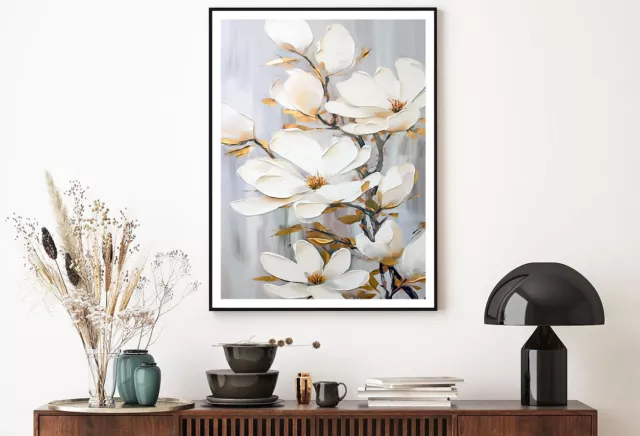 Magnolia Tree with White Flowers Print Premium Poster High Quality choose sizes