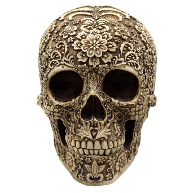 Life Size Replica Realistic Human Skull Gothic Halloween Decor Resin 1:1 2