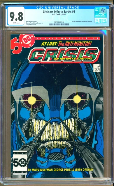 Crisis on Infinite Earths #6 (1985) CGC 9.8  WP Wolfman - Perez   "Anti-Monitor"