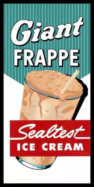 Sealtest Ice Cream Giant Frappe NEW Metal Sign 18"x36" USA STEEL XL Size 8 lbs