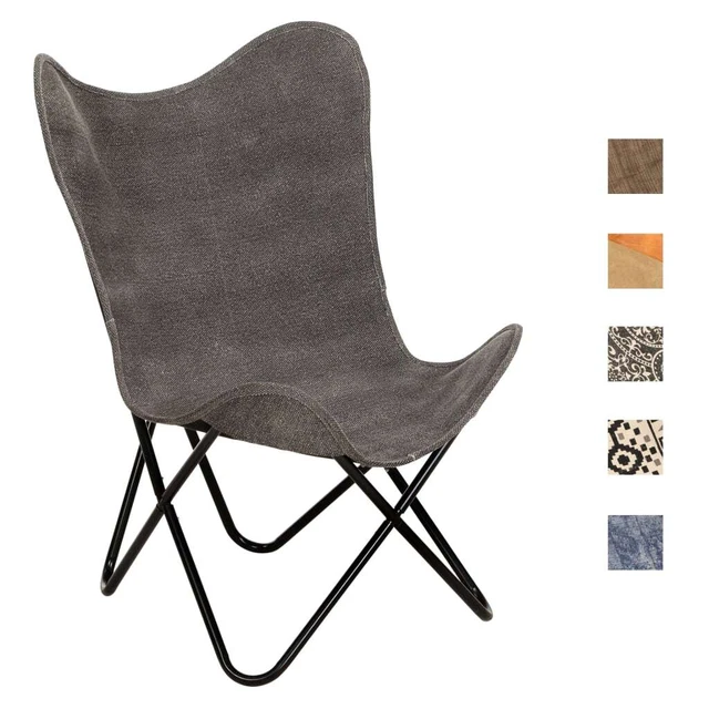 Silla Butterfly de Lona Añil Asiento Sillones de Mariposa Multicolor vidaXL