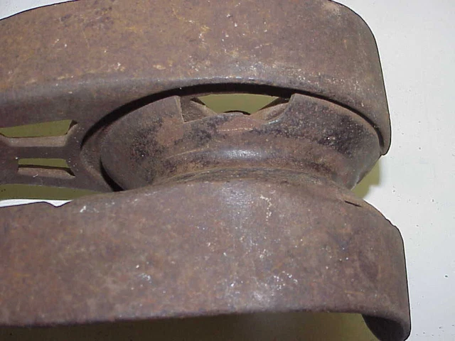 Pair (2) F.E. Myers & Bros Hay Barn Pulleys Ornate H 453 & 454 3