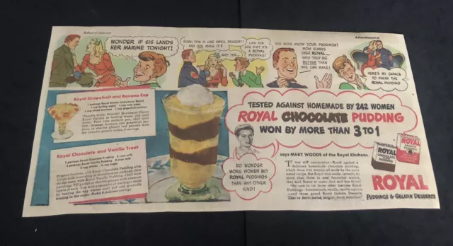 1940’s War Time Royal Pudding Dessert Newspaper Comic Print Ad