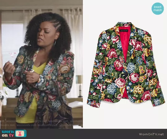 Zara floral print blazer hotsell