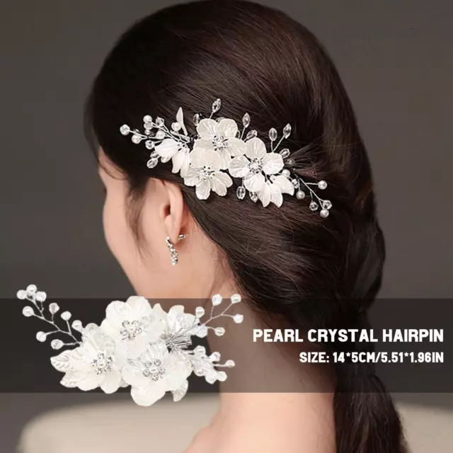 Bridal Crystal Pearl Flower Hair Clip Hair Jewelry Wedding Accessory GOOD I9S8