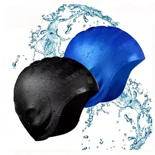 1/2pcs Silicone Non-Slip Swim Caps for Long Hair Waterproof Protect Ears Adults