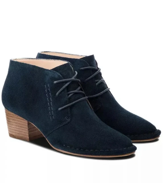 CLARKS SPICED CHARM Ladies Teal Suede Leather Ankle Boots Uk 4D