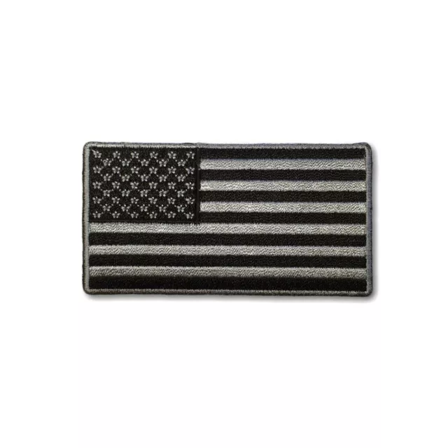 Embroidered 3" American US Flag Black Grey Sew or Iron on Patch Biker Patch