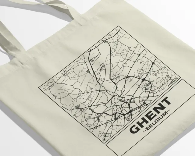 Ghent, Belgium, City Street Map Natural Cotton Tote Bag 2