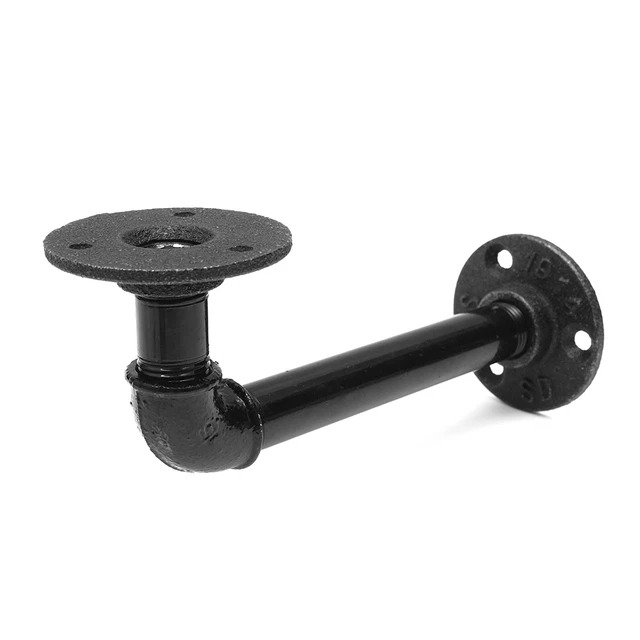 Industrial Pipe Shelf Iron Wall Floating Bracket DIY Shelves Mount Brackets