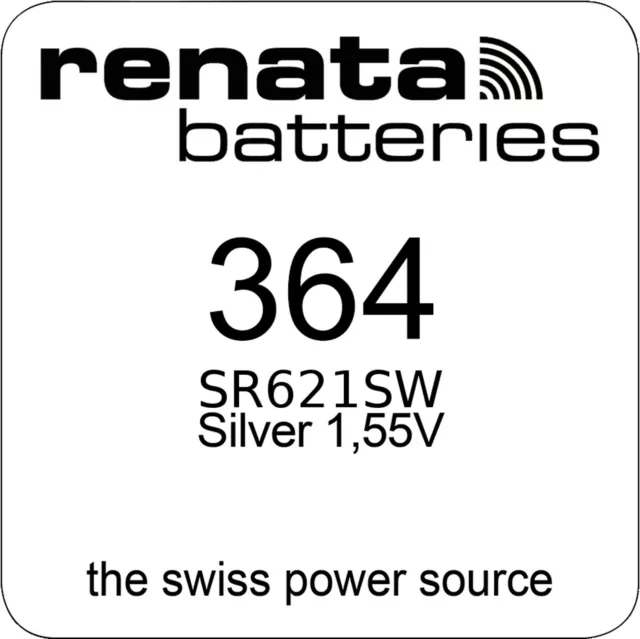 Montre Renata 364 Batterie de SR621SW Mf 0 % Mercury 1,55 V (En 10er Rayures)
