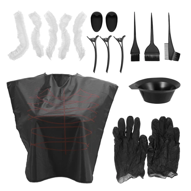 Kit De Coloration Cheveux 22 Pièces - Outils Salon DIY, Bols, Pinceaux, Noir, Fait Maison