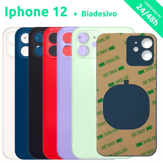 Back Cover Scocca Posteriore Vetro Per Apple Iphone 12 +Biadesivo Big Hole