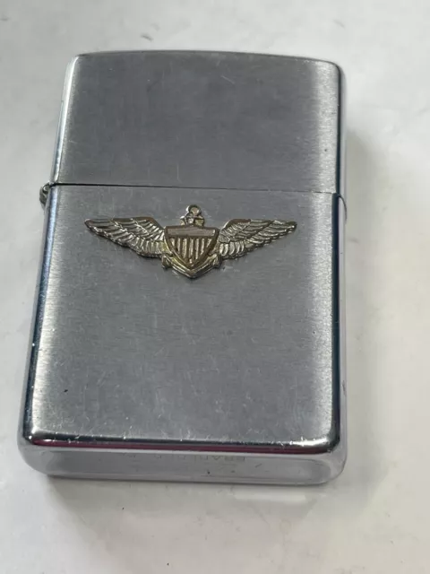 Zippo 1981 Us Navy Emblem Brushed Chrome Lighter  C010