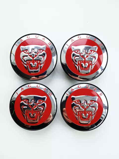 Felgendeckel für Jaguar Felgen (Radkappen, Nabendeckel,) ROT, 58mm