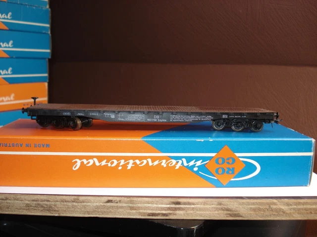 Wagon Plat à Bogies Roco HO 1/87 - Transport De Containers - Vintage Bleu/jaune (4363)