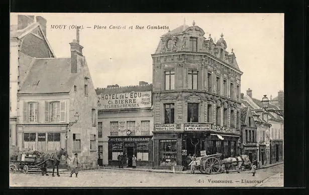 CPA Mouy, Place Cantrel et Rue Gambetta