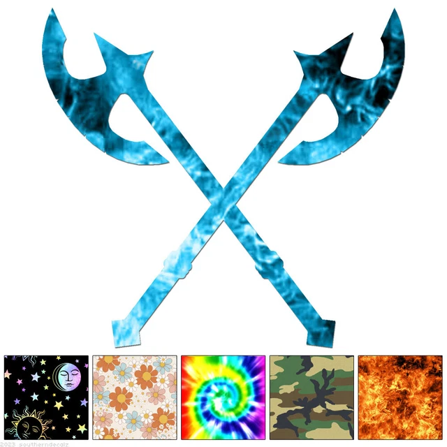 CROSSED BATTLE AXES Decal Sticker Multiple Patterns & Sizes