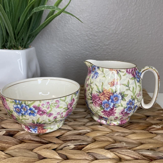 Royal Winton Grimwades Creamer & Sugar Bowl Chintz MAYFAIR England