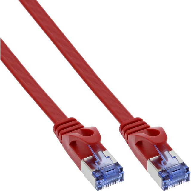 5x InLine® Patchkabel flach, U/FTP, Cat.6A, rot, 1m