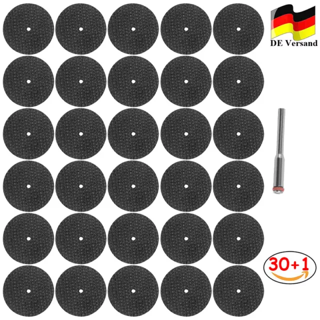 30 X Kleine Mini Harz Trennscheiben Sägeblatt Ø 32mm mit Aufspanndorn Für Dremel