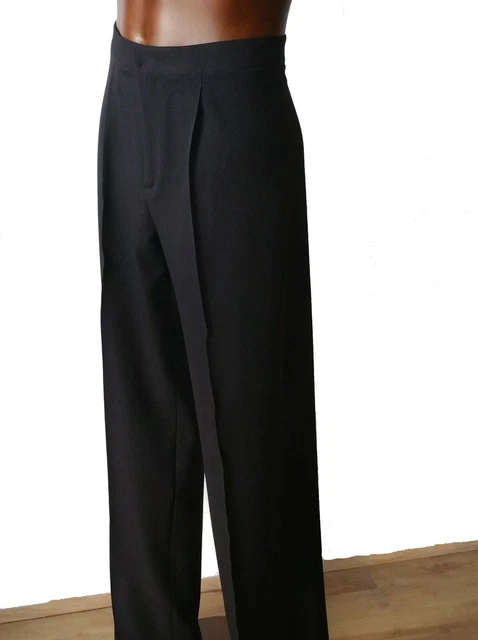 Pantaloni Da Ballo Da Uomo Con Pieghe. Senza Tasche.  Nero Stretch