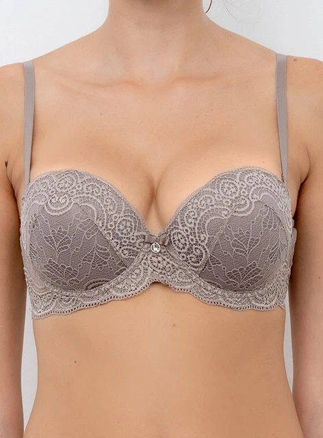 Reggiseno pizzo fascia balconcino super push up + 2 taglie Lormar Double extra