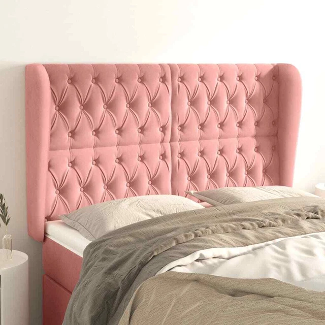 Vidaxl Testiera ad Orecchio Rosa 163x23x118/128 cm in Velluto