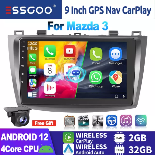 9" Android 12 32G Car Play Stereo Radio Head Unit GPS NAV For Mazda 3 2010-2013