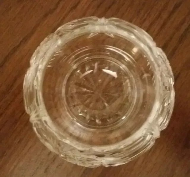Vintage American Brilliant Small Cut Glass Rose Bowl Pinwheels Diamond Point Cut 3